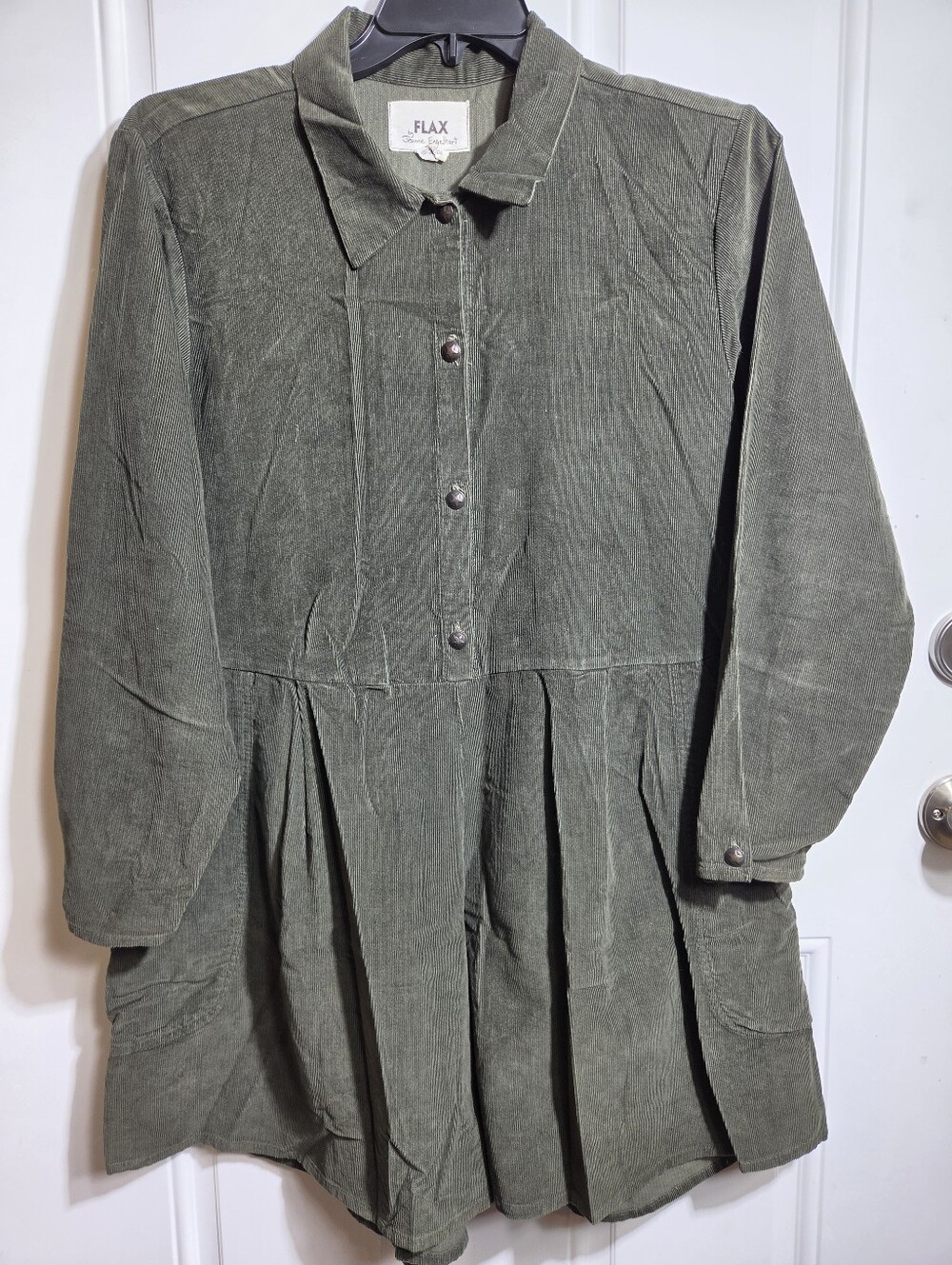 🌿 FLAX by Jeanne Engelhart Corduroy Romper Jumpsuit M | Olive Green Shorts 🌿